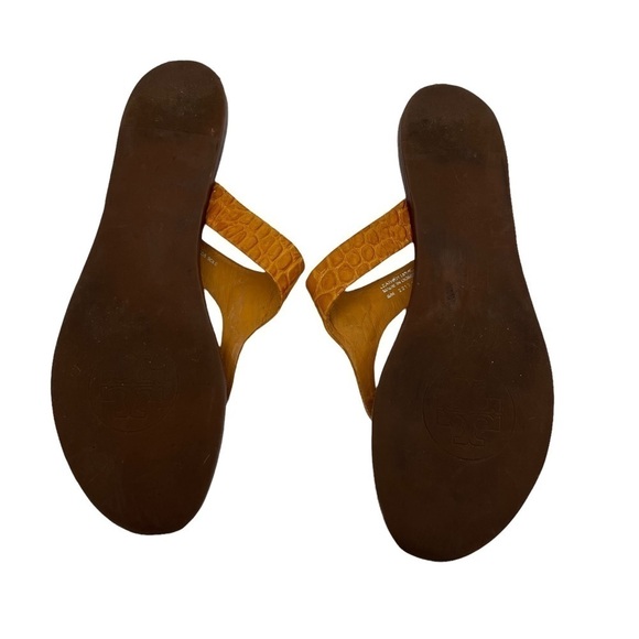 Tory Burch Brown Leather Thora Flat T-Strap Sandals Size 8 Women’s - Picture 8 of 8